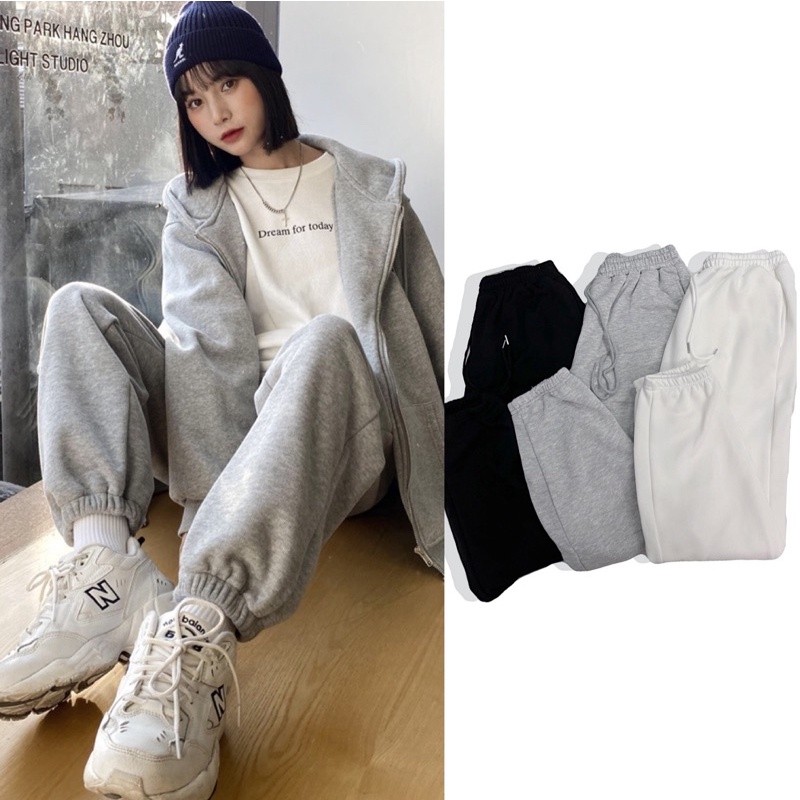 ［現貨］韓國製 S-XL 束口 棉褲之王 素面基本款 穿搭 居家 男女 縮口 白色 落地 棉褲長褲 棉長褲 棉褲 闊腿褲