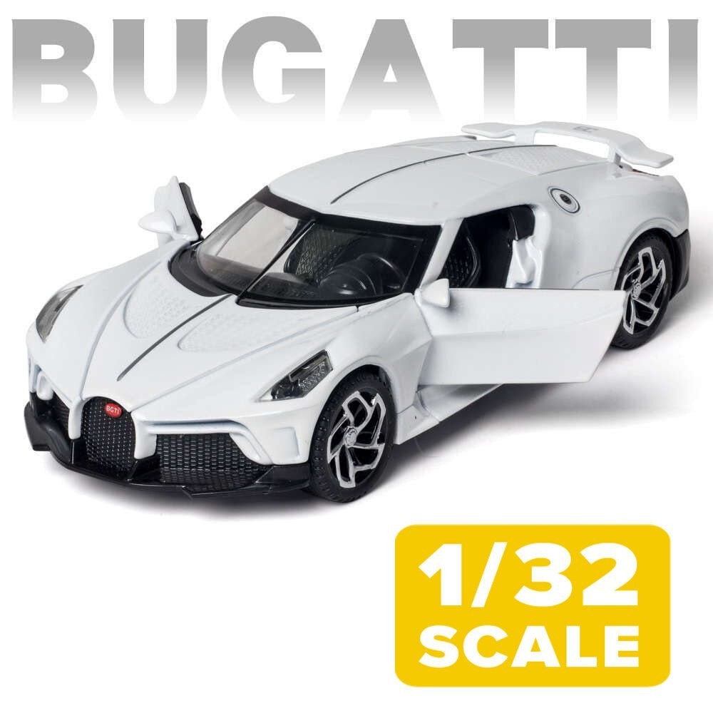 LEO 1:32 Bugatti la voiture noiro 压铸金属汽车模型玩具汽车适合男孩儿童玩具爱好车辆儿童礼物