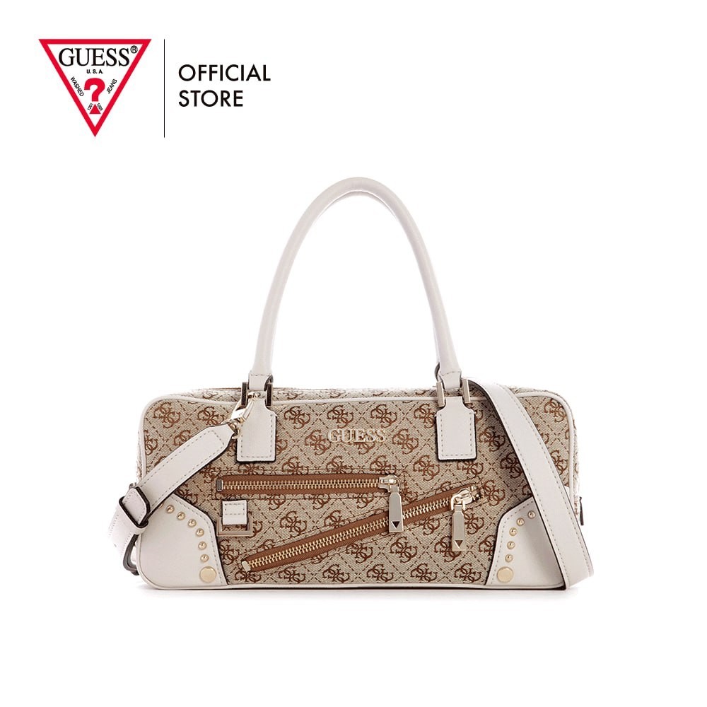 GUESS 女式 Frankie Brown 徽标 East West 挎包顶部提手包