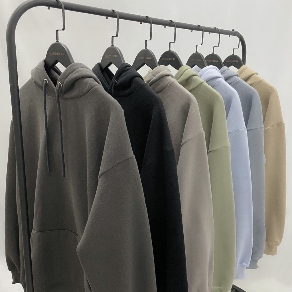 FIYA 8色落肩寬鬆刷毛帽T ??台灣製造 帽T男 帽T女 情侶裝 素T 長袖上衣 United